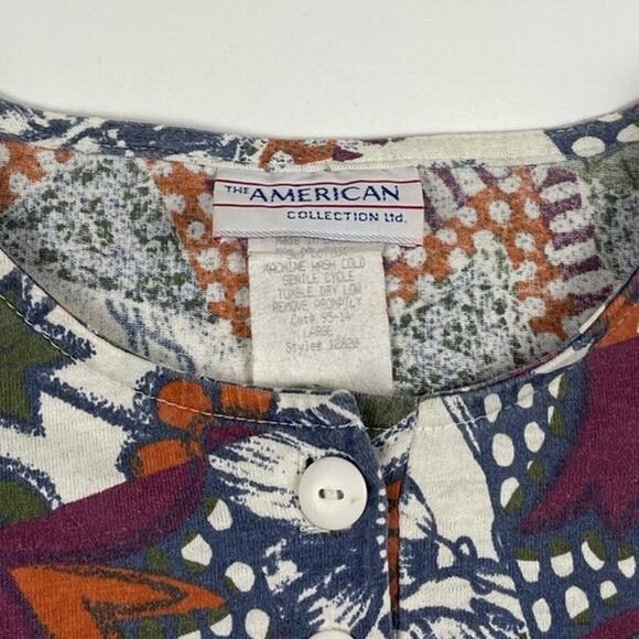 Vintage Floral Abstract Wildlife Nature Womens Henley 80s Shirt Fits like Medium - Picture 5 of 8